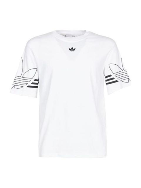 adidas adidas originals Outline Tee Round Neck Short Sleeve White DU8536