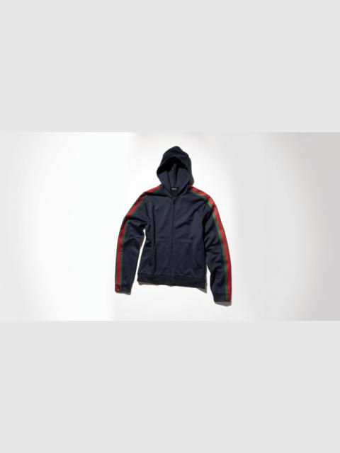 GUCCI Silk cotton jersey zip jacket with Web