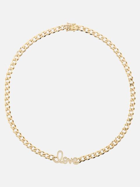 SYDNEY EVAN Love Script 14kt gold necklace with diamonds