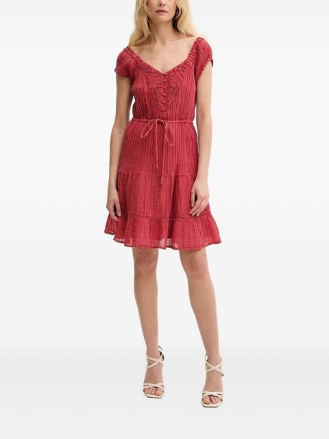 GUESS USA Eco Ciel crochet-trimmed tiered mini dress