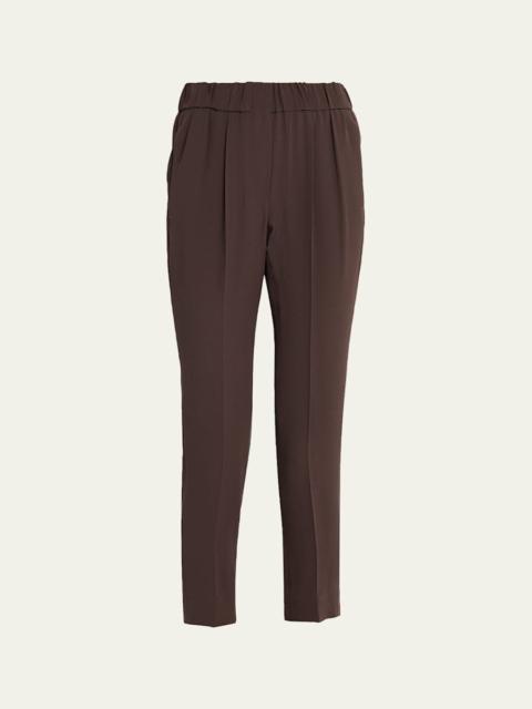 Brunello Cucinelli Silk Crepe Cady Straight-leg Ankle Pull-On Pants