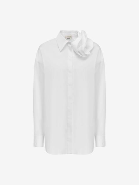 Alexander McQueen Women's Draped Orchid Shirt in Optical White