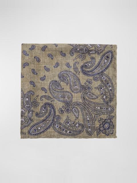 Brunello Cucinelli Men's Silk Paisley Pocket Square