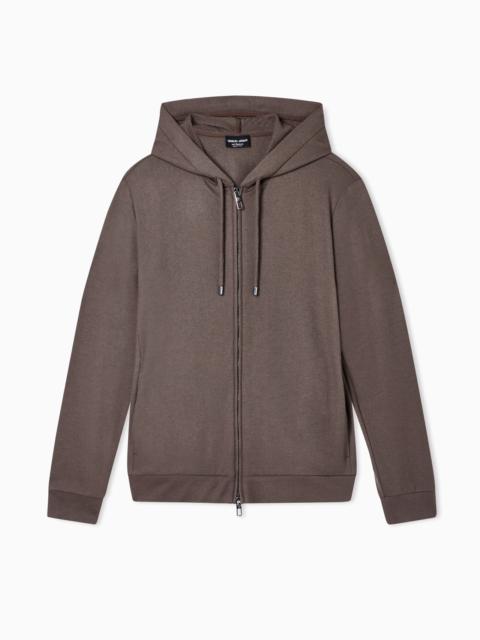 GIORGIO ARMANI ASV HOODED SWEATSHIRT IN PURE CASHMERE JERSEY