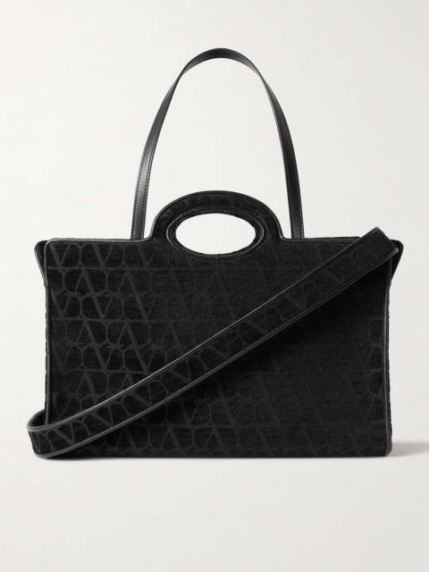 Valentino Medium Leather-Trimmed Logo-Jacquard Canvas Tote Bag