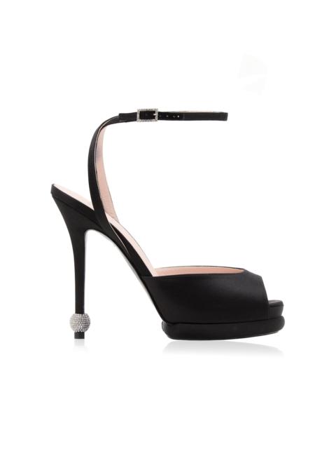 Roger Vivier Marlene Jewel-Heel Satin Platform sandals black