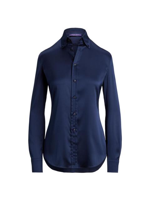 Ralph Lauren Women's Cameron Stretch Silk Charmeuse Button-Down Shirt - Icon Navy