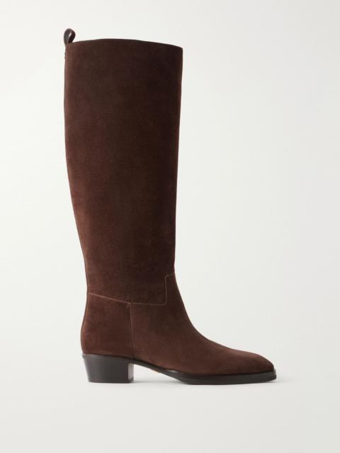 JIMMY CHOO Mave paneled suede knee boots Chocolate