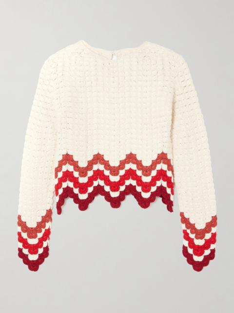 ESCVDO Safi Cropped Scalloped Crocheted Cotton Top