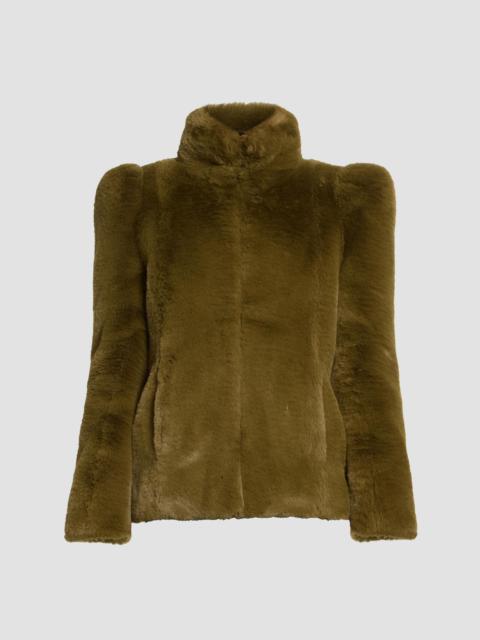 Balmain Women's Faux-Fur Coat - Green Kaki