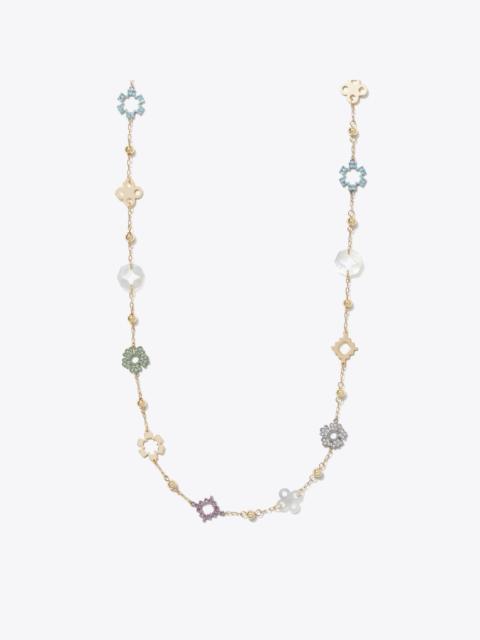 TORY BURCH Long Forget Me Not Pavé Necklace