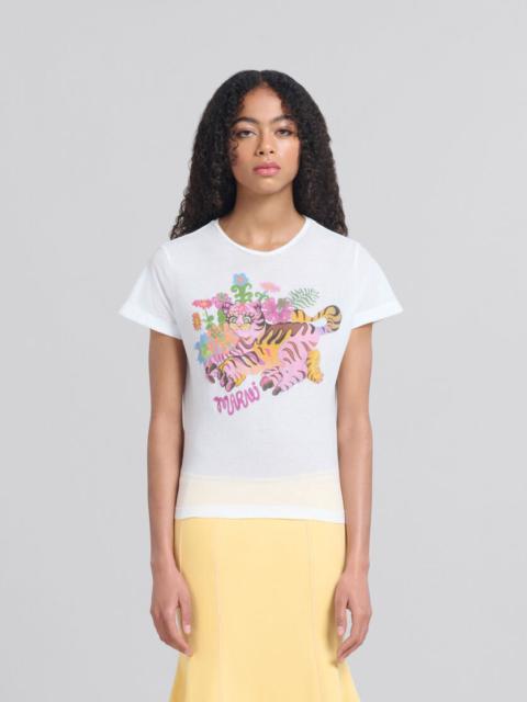 Marni WHITE ORGANIC JERSEY SLIM-FIT T-SHIRT WITH PRINT