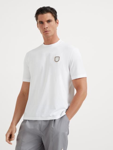 Comfort nylon crew neck T-shirt with tennis badge