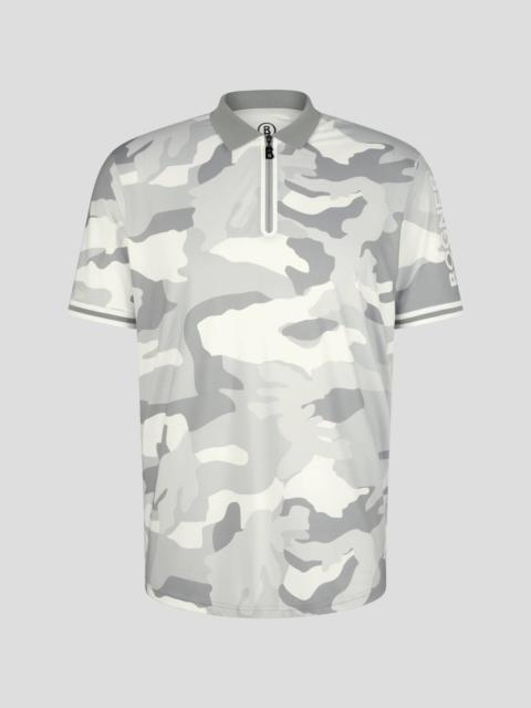 BOGNER TIZIO FUNCTIONAL POLO SHIRT IN LIGHT GRAY/OFF-WHITE
