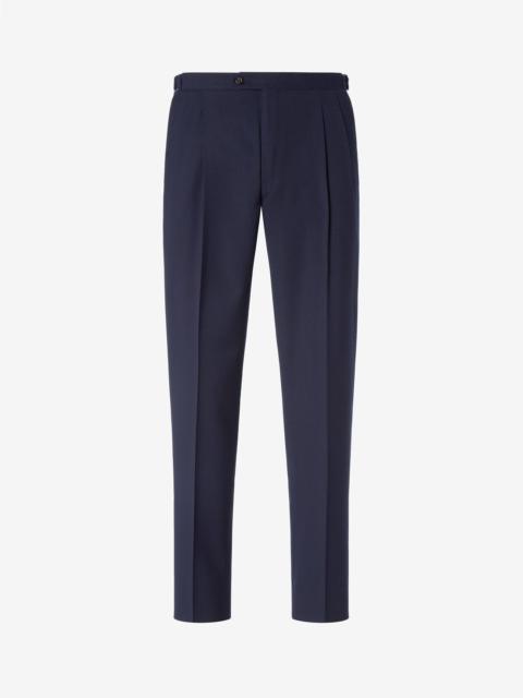 CORNELIANI Navy blue 2-pleat pure wool cover trousers