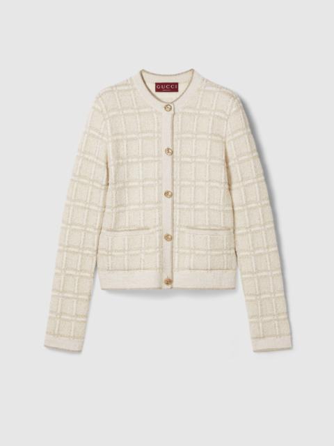 GUCCI Wool and lamé check jacquard cardigan
