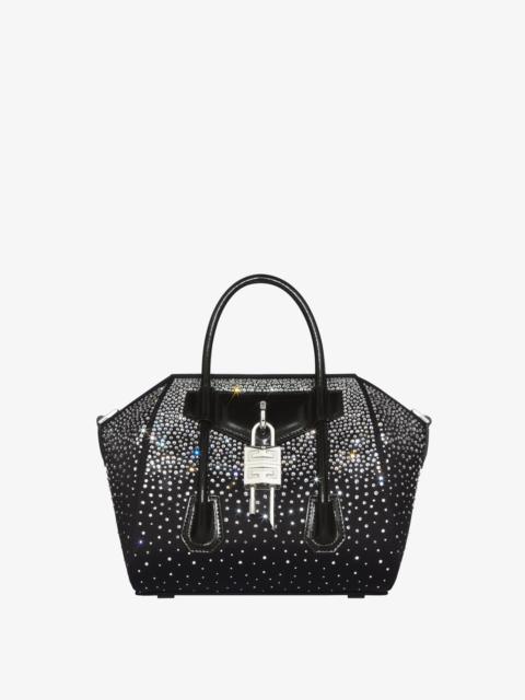 MINI ANTIGONA LOCK BAG IN SATIN WITH STRASS