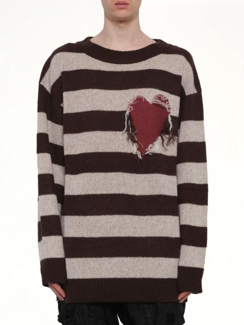 We11done Grunge Stripe Pullover in Brown