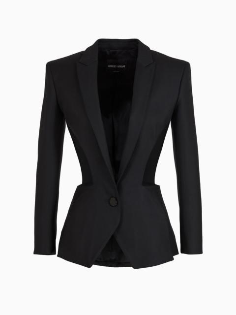 GIORGIO ARMANI Stretch, silk blend canvas single-breasted jacket