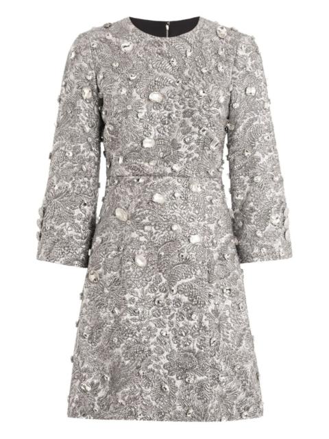 floral-jacquard lamé mini dress