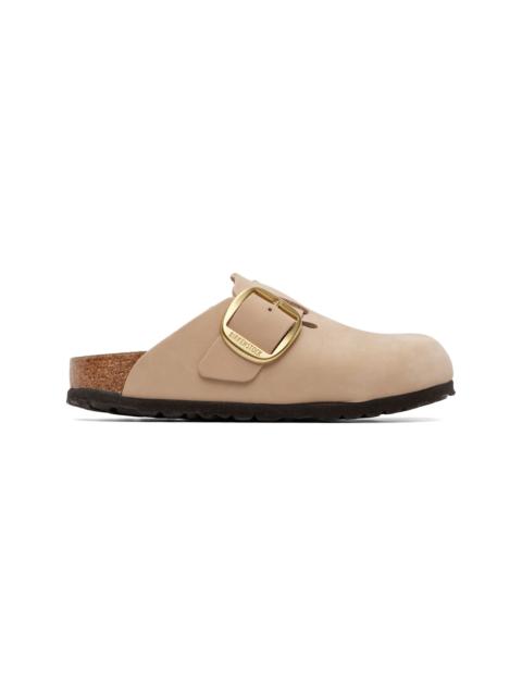 BIRKENSTOCK Beige Narrow Boston Big Buckle Nubuck Leather Loafers