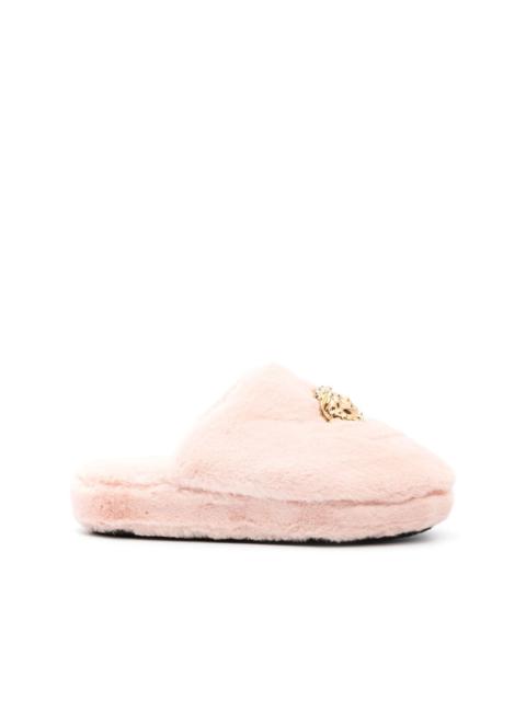 VERSACE La Medusa faux-fur slippers