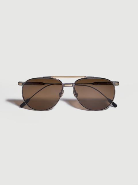 Brunello Cucinelli Goldcraft 1978 sunglasses in titanium and 18k solid gold with polarized lenses