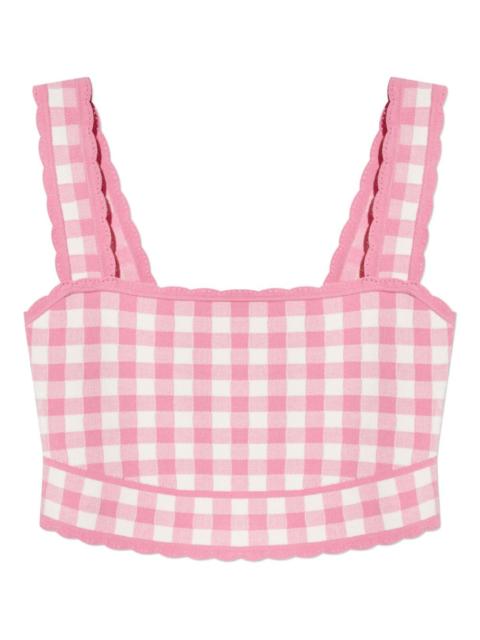 LoveShackFancy gingham scalloped-edge top