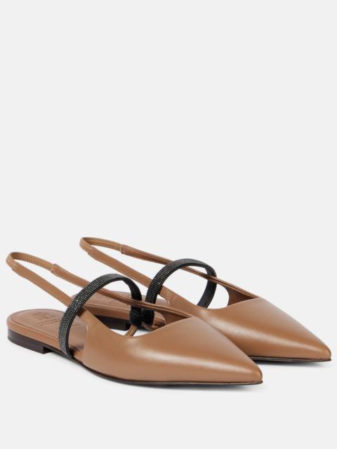 Brunello Cucinelli Pointy leather slingback flats