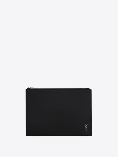 SAINT LAURENT tiny monogram zipped tablet holder in matte leather