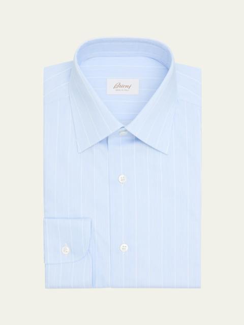 Brioni Men's Cotton Multi-Stripe Point Collar Dress Shirt
