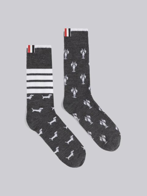 Thom Browne Wool Blend Hector Lobster 4-Bar Mid Calf Socks