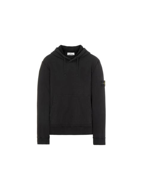Stone Island Stone Island 64120 Brushed Cotton Fleece Hooded Sweatshirt Black