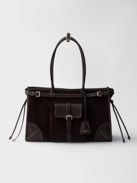 Prada Prada Bonnie large corduroy and leather handbag