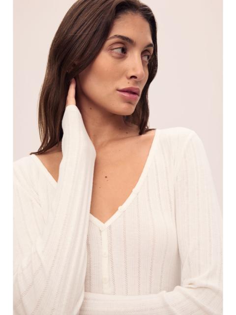 eberjey Pointelle V Neck Henley