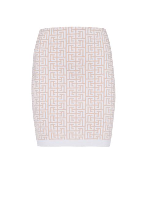 Short knit skirt with Balmain monogram