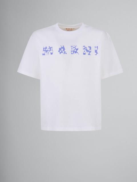 Marni T-SHIRT WITH INDIGO POP FIELDS MARNI LOGO