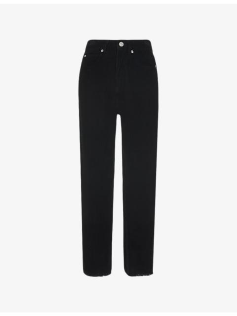 WHISTLES Corduroy-textured barrel-leg high-rise jeans