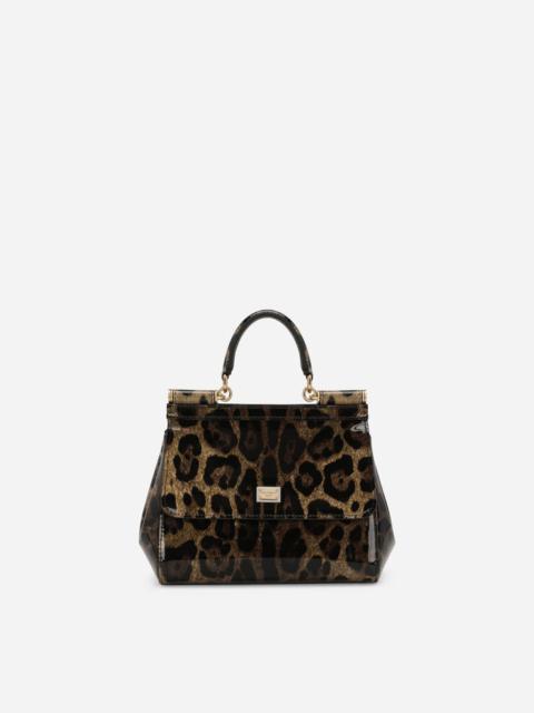 Small Sicily bag in leopard-print polished calfskin