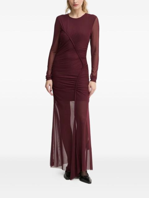 GESTUZ mesh-paneled gathered dress