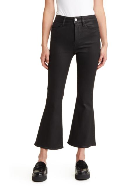 FRAME Le Crop Flare Coated Jeans in Noir Coated at Nordstrom