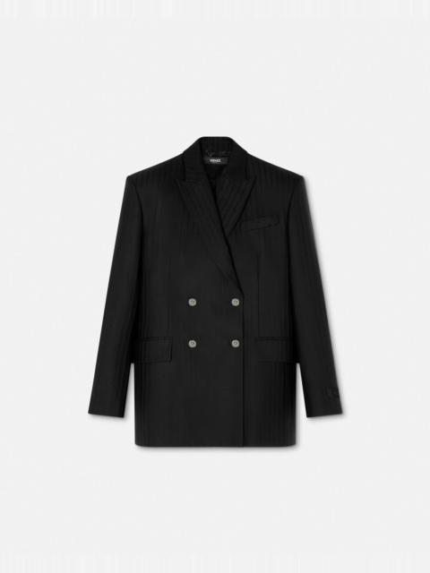 VERSACE Wool Pinstripe Double-Breasted Blazer