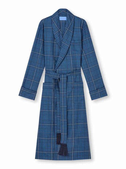 Derek Rose Men's Dressing Gown York 43 Wool Blue