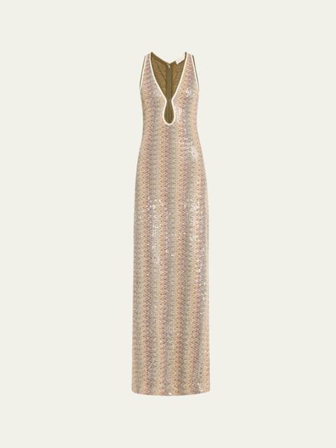 RAMY BROOK Lilia Sequined Chevron Maxi Dress