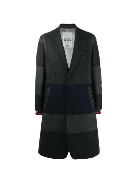 Valentino horizontal-stripe single-breasted coat