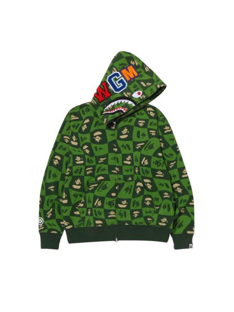 A BATHING APE® BAPE Distortion Shark Relaxed Fit Full Zip Hoodie 'Green'