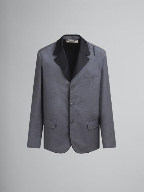 Marni GREY SINGLE BREASTED WOOL JACKET WITH MARNI SYMBOL