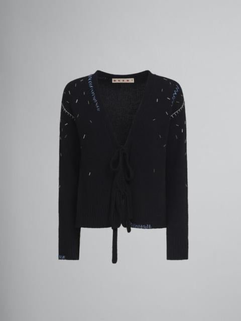 Marni LONG SLEEVED CARDIGAN CASHMERE BLEND WITH PEARL DETAIL