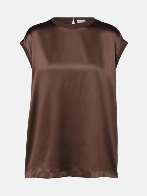 Brunello Cucinelli Silk-blend satin top