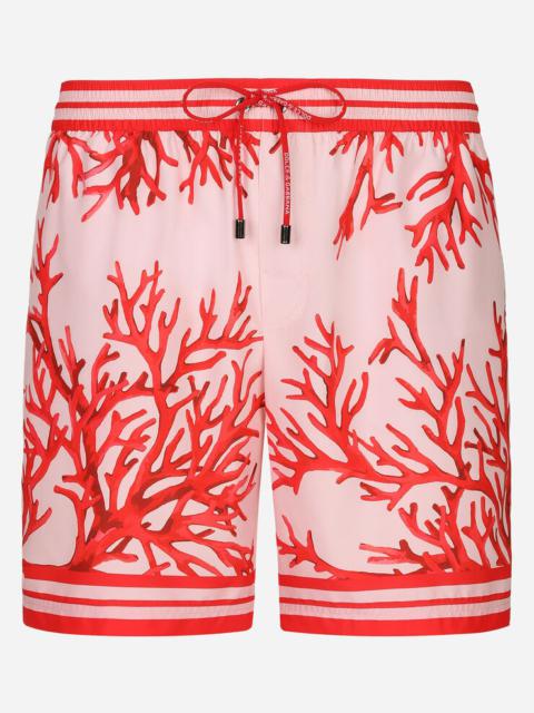 Dolce & Gabbana Mid-length swim trunks with coral print